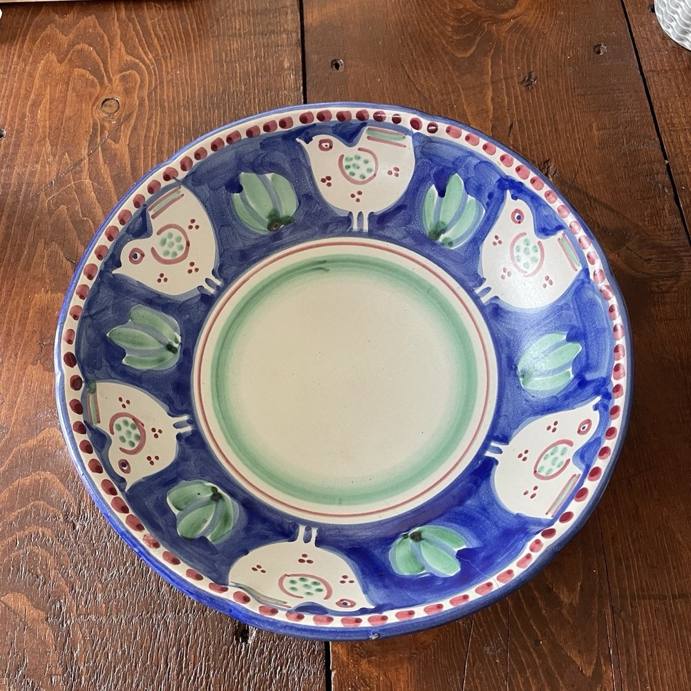 Vintage Solimene Vietri Chicken Platter: Hand-Painted Italian Pottery 10"